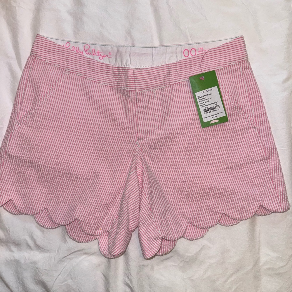 Lilly Pulitzer Pink fancy Seersucker Stripe Shorts NWT